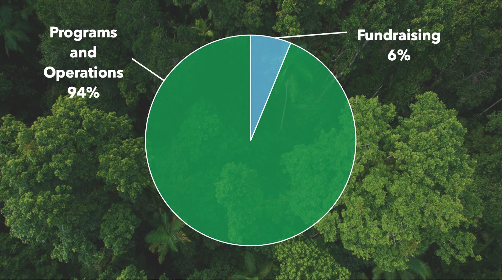 pie chart showing 94% of expenditures going to programs and operations, 6% to fundraising